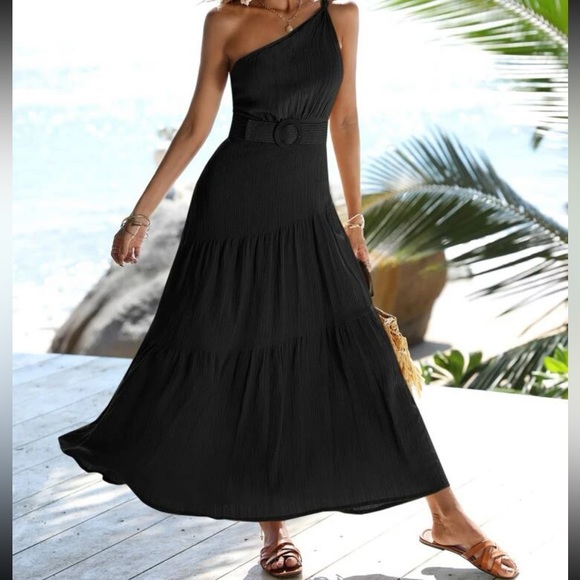 Boho one shoulder ruffle hem maxi dress - Picture 10 of 15